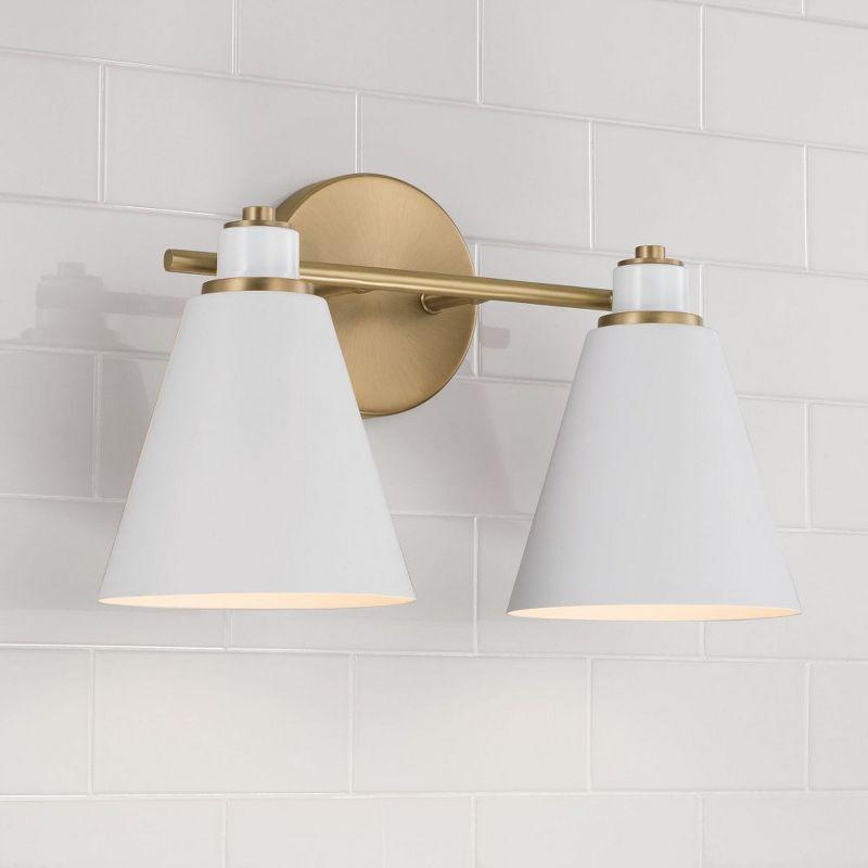 Capital Lighting Bradley 2 - Light Vanity in  Aged Brass/White