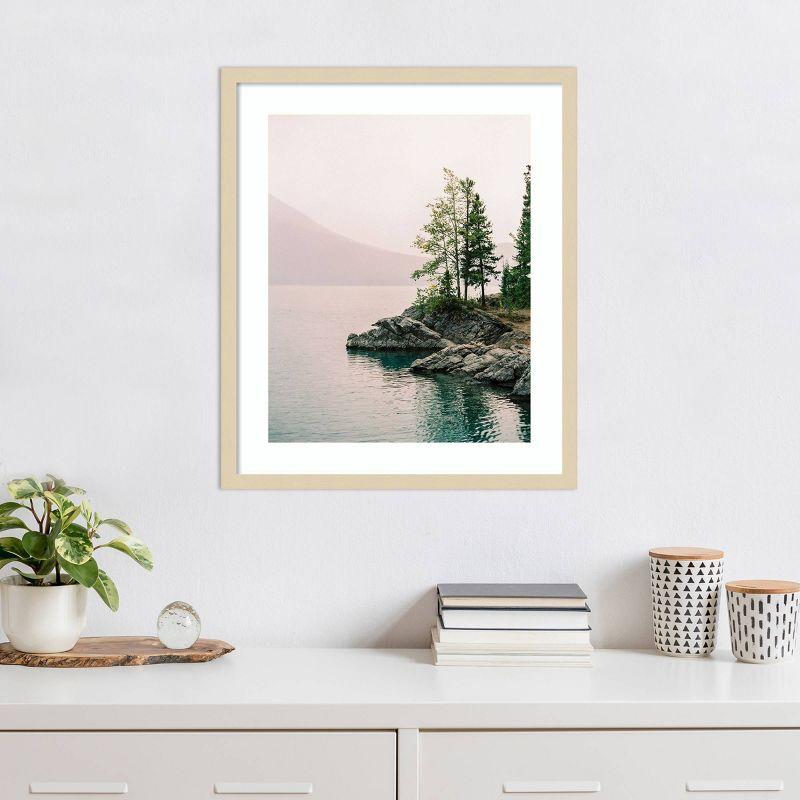 Smoky Lake Day Natural Wood Framed Scenic Landscape Print