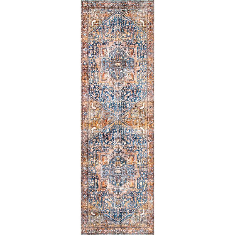 Nuloom Harriet Medallion 2x8 Runner Indoor Area Rug for Living Room Bedroom Dining Room Entryway Hallway Kitchen, Rust/Multicolor