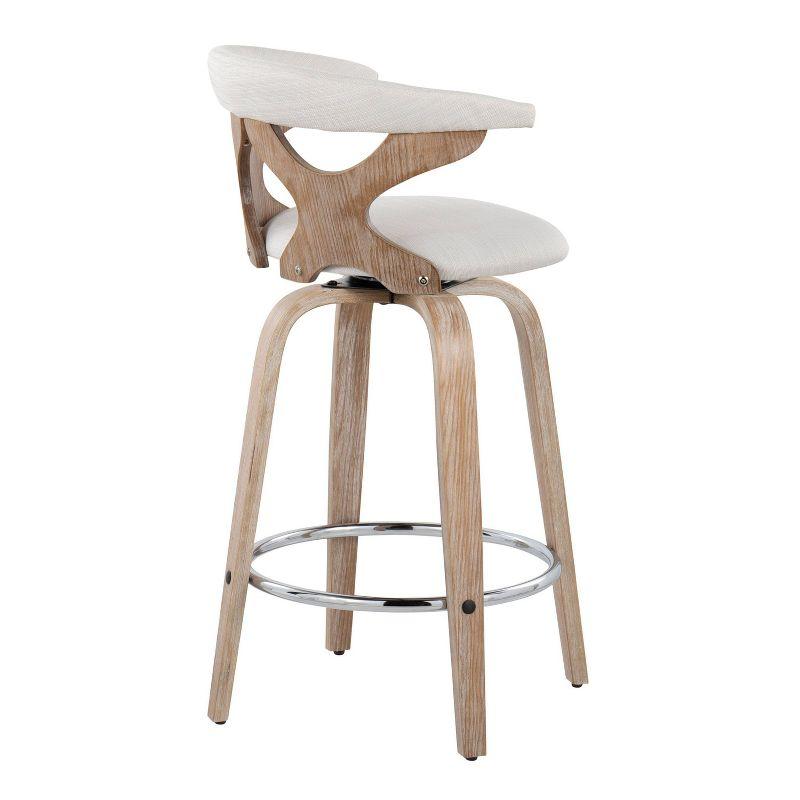 Set of 2 Gardenia Counter Height Barstools White Wash/Cream/Chrome - LumiSource