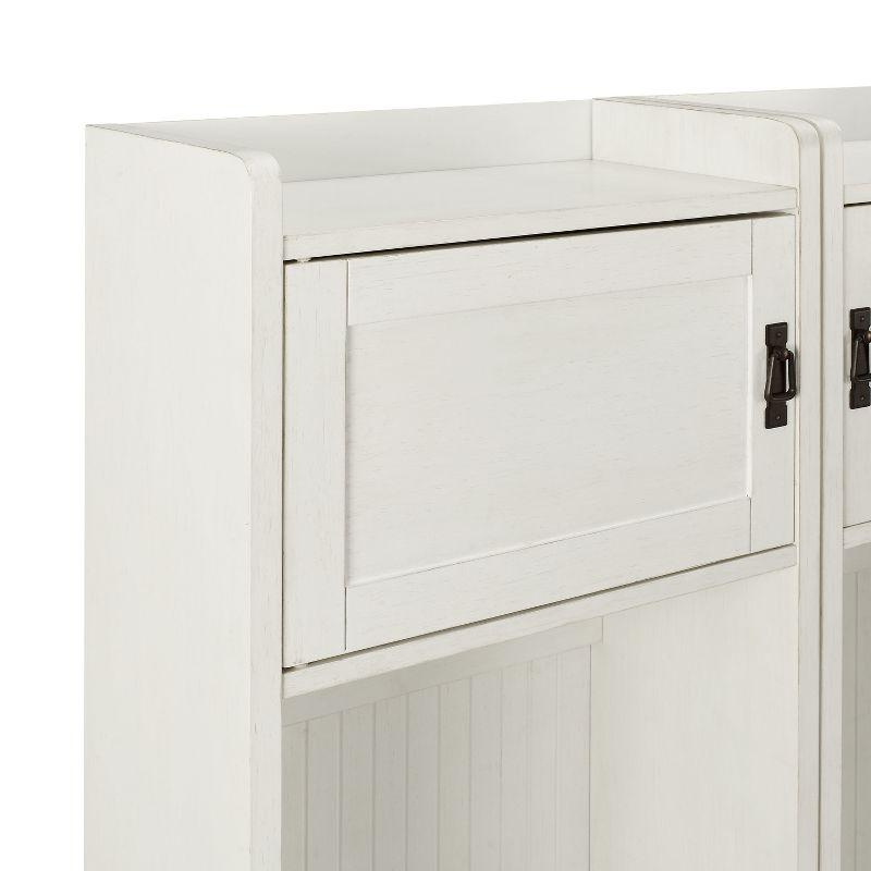 Crosley 2pc Fremont Entryway Kit Two Towers White: Hall Tree Organizer with 4 Hooks, Wood Veneer, Metal Hardware