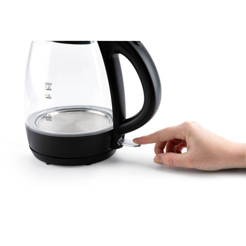 Aroma 1.2L Glass Kettle: Electric Water Boiler with LED Indicator, Automatic Shut-Off, Boil Dry Protection, 1500W