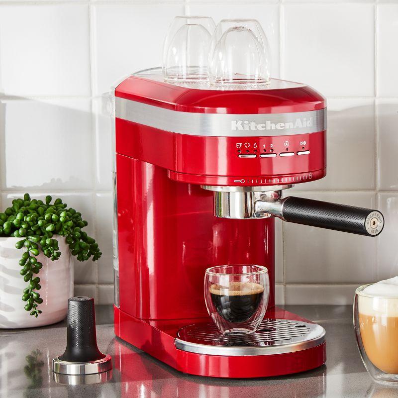 KitchenAid Semi-Automatic Espresso Machine - Empire Red: 15 Bars Pressure, 47oz Capacity, Dishwasher-Safe Parts