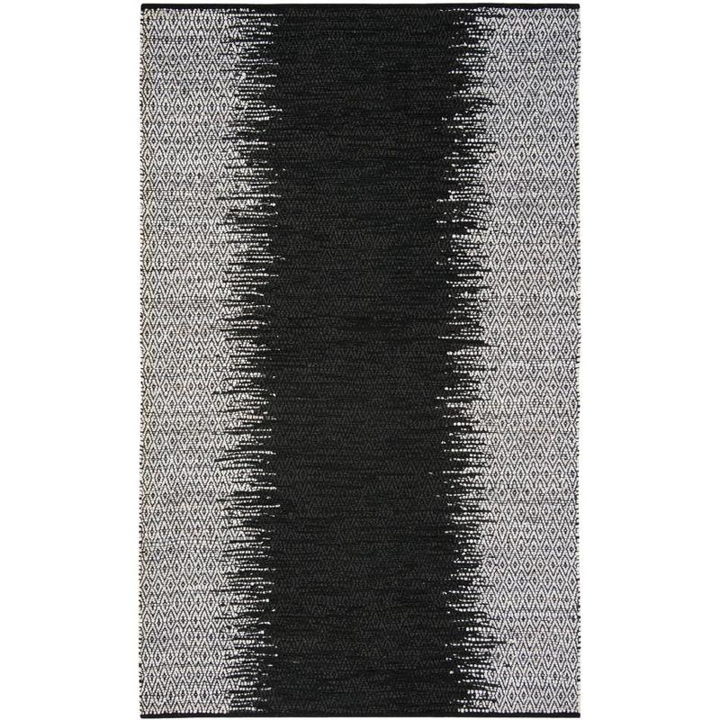 Light Grey and Black Handmade Cowhide Area Rug 6' x 9'