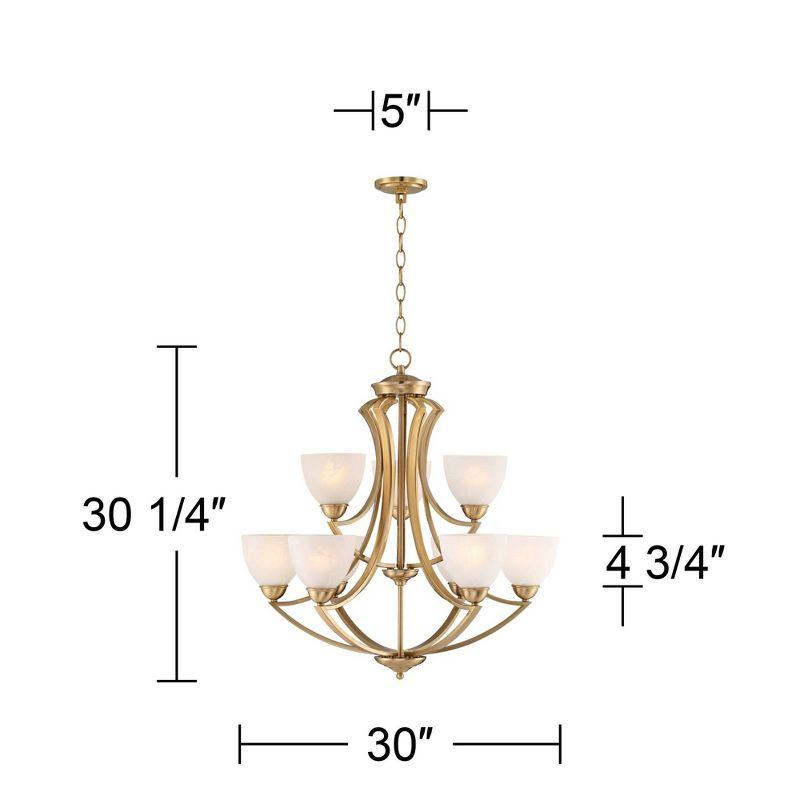 Possini Euro Design Milbury Soft Gold Chandelier 30" Wide Industrial Tiered White Glass Shade 9-Light Fixture for Dining Room House Kitchen Island