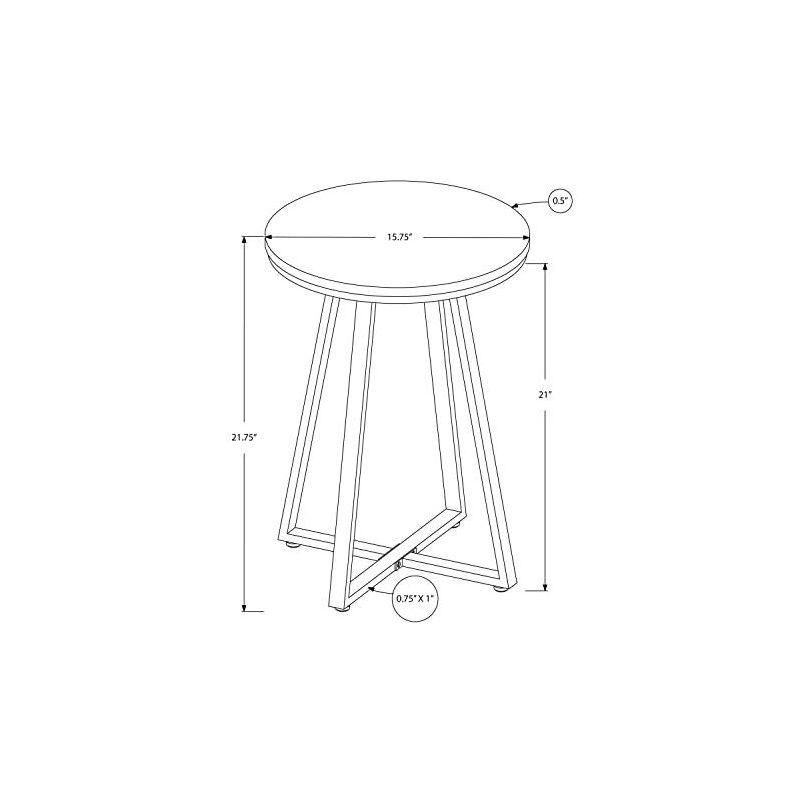 Monarch Specialties Accent Table Side Round End Nightstand Lamp Living Room Bedroom Metal Laminate Black Contemporary Modern