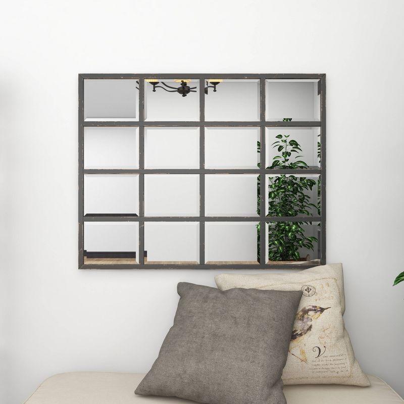 Glass Window Pane Inspired Wall Mirror Black - Olivia & May: Industrial Style, 45x35.38", Iron Frame