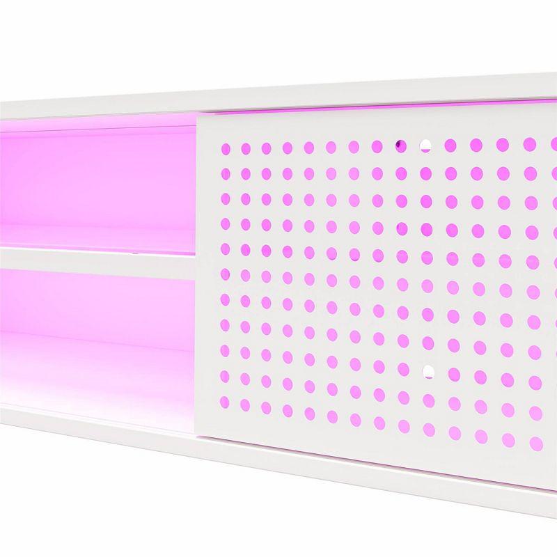 Glitch Floating TV Stand for TVs up to 60" White - NTENSE: Modern Media Console, MDF, 95 lbs Capacity