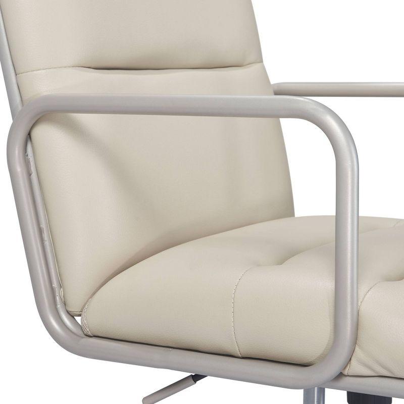 Ivory White Executive Leather Swivel Chair with Metal Frame