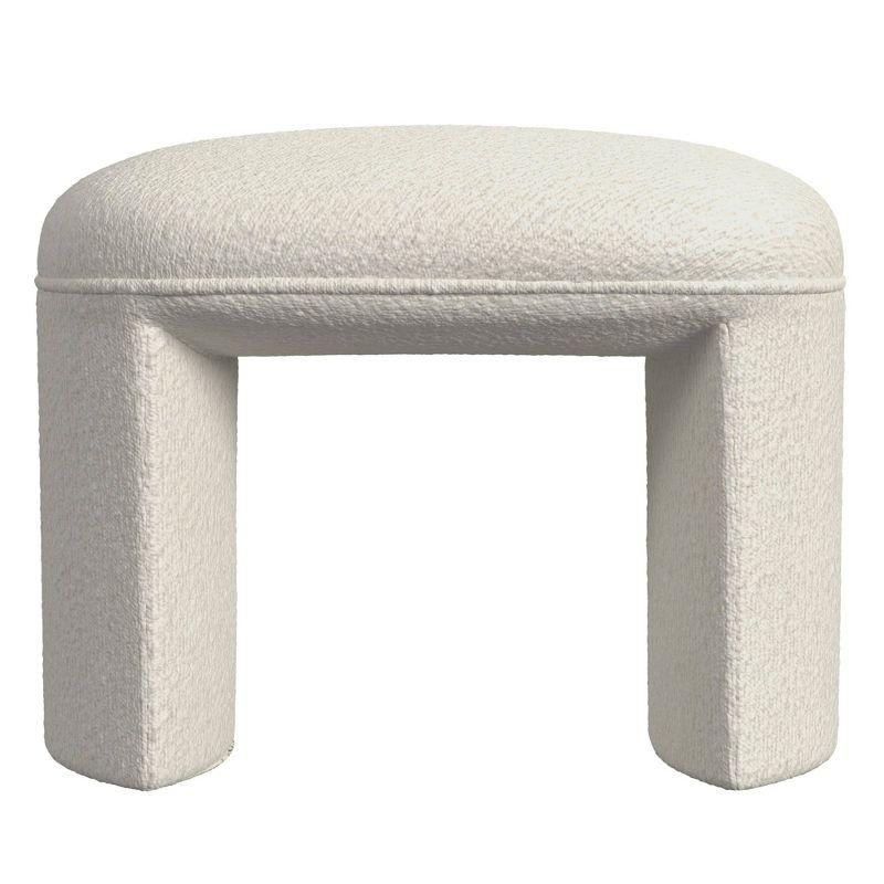 Cream Boucle Upholstered Rectangular Ottoman Foot Rest