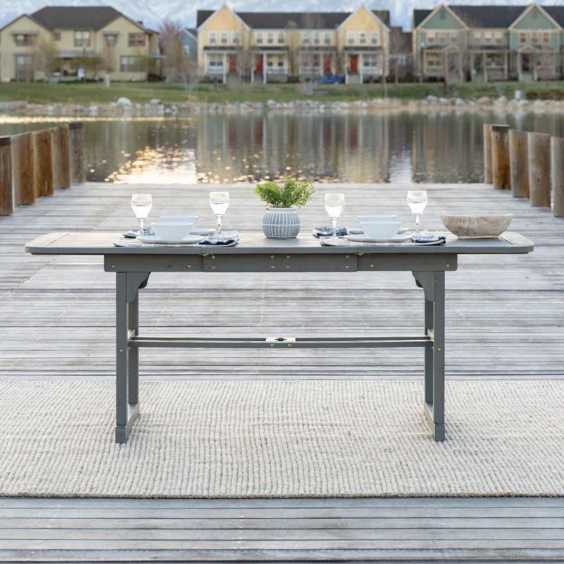 Grey Wash Acacia Wood Extendable Outdoor Dining Table