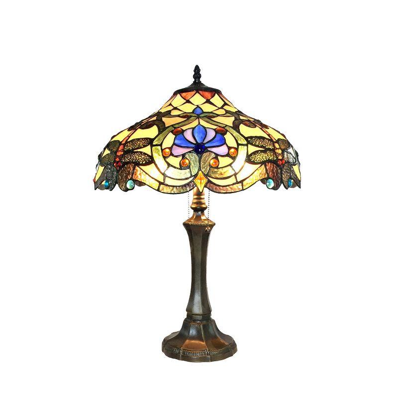 Chloe Lighting Amberwing Tiffany-style 2 Light Dragonfly Table Lamp 17" Shade