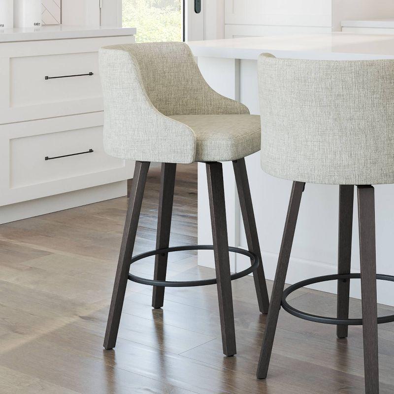 Ramon 26" Swivel Counter Stool in Dark Brown with Wood and Metal Base