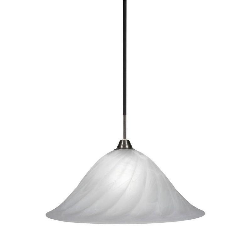 Paramount 20" White Alabaster Swirl Pendant Light in Matte Black and Brushed Nickel