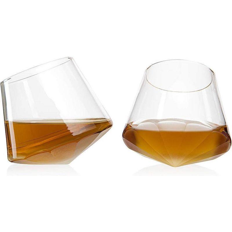 The Wine Savant Clear Diamond Decanter for Wine & Whiskey Set Includes 2 Clear Whiskey Diamond Glasses, Stylish & Beautiful Home Decor - 750 ml