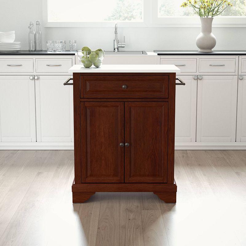 Mahogany and White Granite Top Kitchen Island Cart