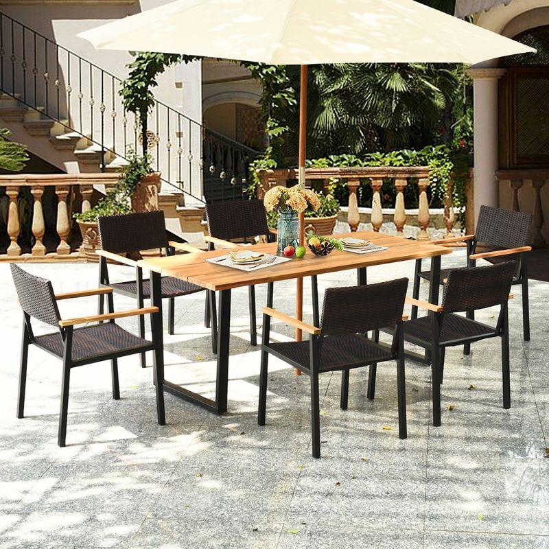 Hokku Designs Artimiza 6 - Person Acacia Patio Dining Set with Rectangular Table (Set of 7)