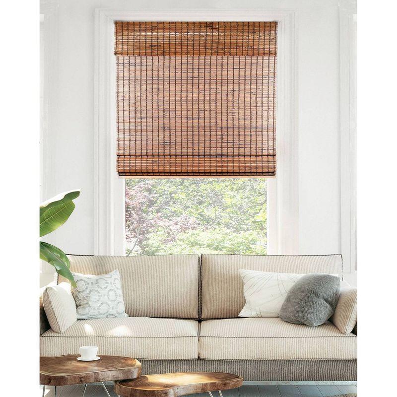 39"x64" Chicology Light Filtering Bamboo Roman Curtain Shade Beaver Brown