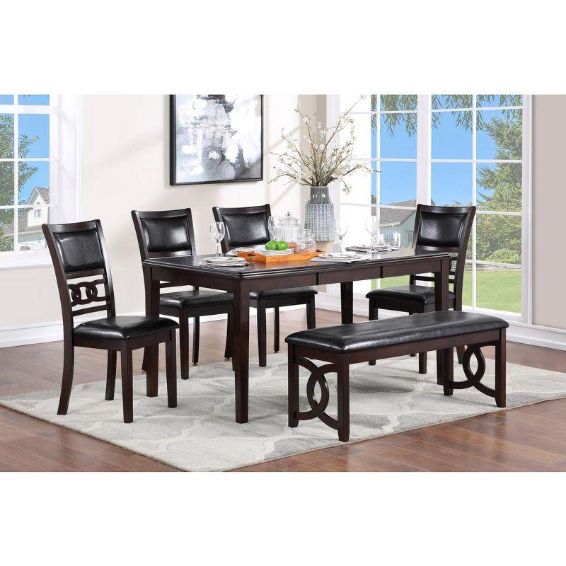 Furniture Gia 46" Solid Wood and Faux Leather Bench in Ebony Black