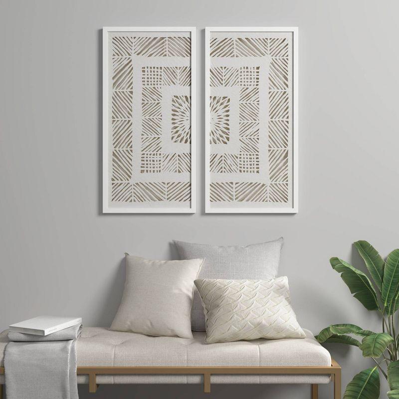 Dakota Fields Framed Geometric Rice Paper Panel Shadowbox Wall Décor (Set of 2)