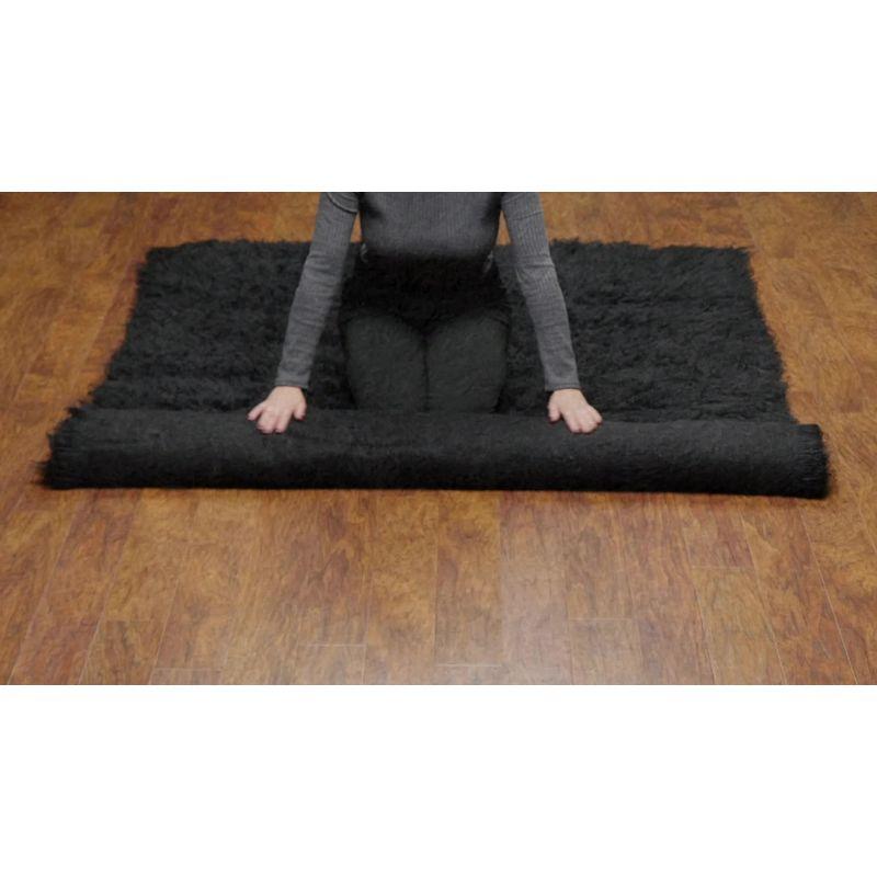 Aalish Flokati Wool Shag Hand Loomed Tan & Cream Rug