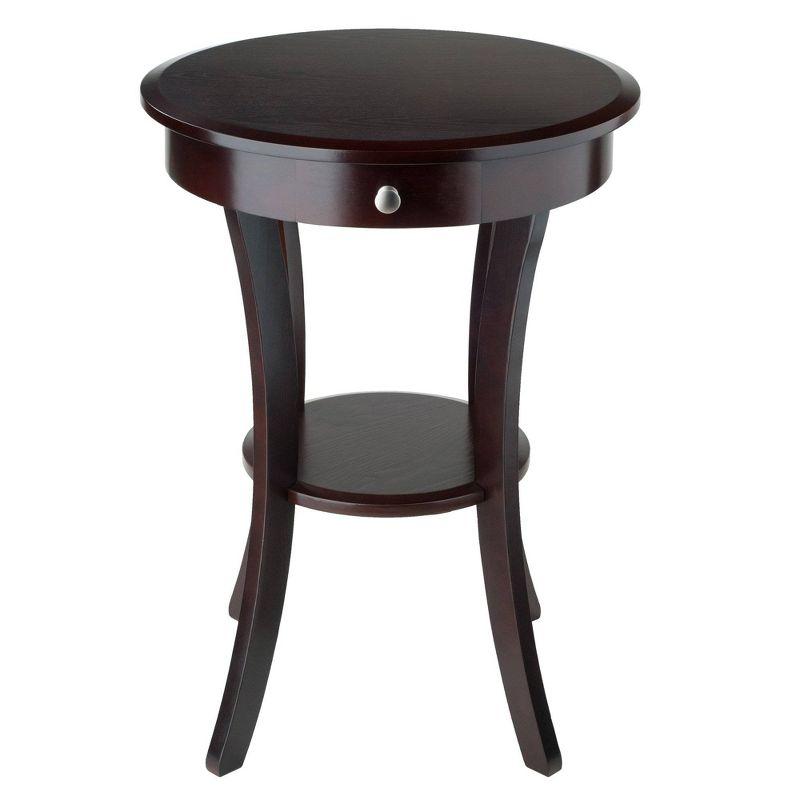 Sasha Transitional Round Wood Accent Table with Storage - Cappuccino