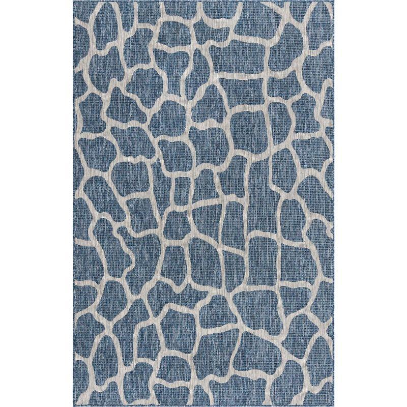 Unique Loom 5' 1 x 8' 0 Rectangle Indoor/Outdoor Safari Blue Area Rug