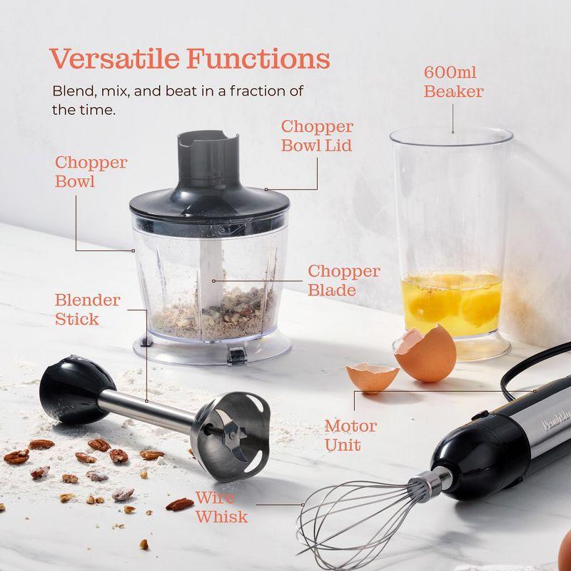 Peach Street Electric Immersion Blender Handheld, 500W Turbo Mode, Hand Kitchen Blender Stick for Soup, Smoothie, Puree, Baby Food, Stainless Steel