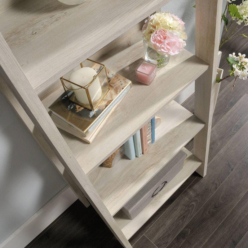 71" Trestle 5 Shelf Bookcase Chalked Chestnut - Sauder: Open Storage, Wood Composite