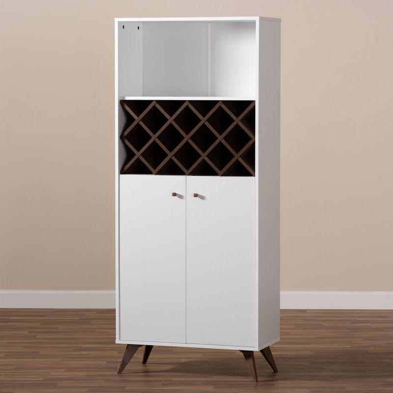 Serafino and Walnut Finished Wood Wine Cabinet White/Brown - BaxtonStudio