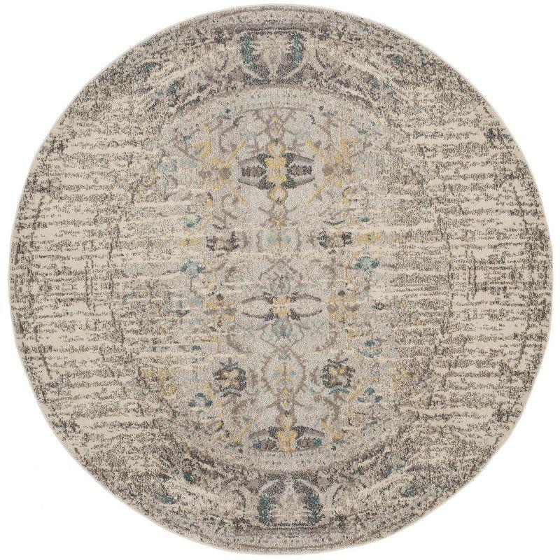 Monaco MNC209 Power Loomed Indoor Area Rug - Grey/Multi - 9' Round - Safavieh.
