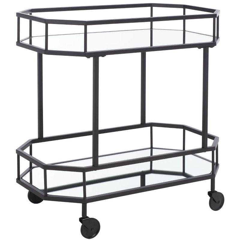 Silva 2 Tier Octagon Bar Cart - BCT8004D - Matte/Black - Safavieh