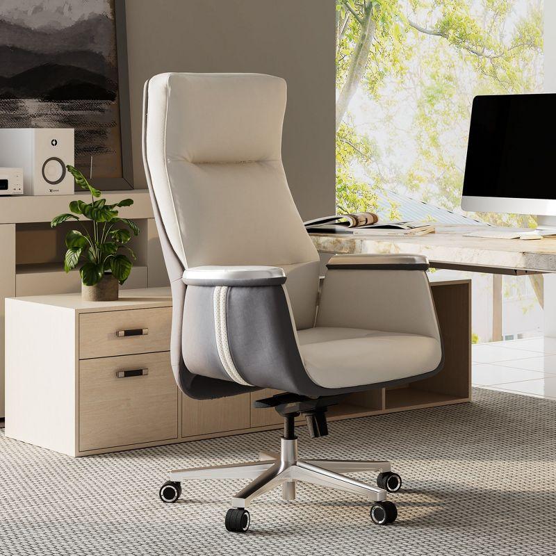 EUREKA ERGONOMIC Royal II, High Back Executive Office Chair,Beige Gray,25.59"D X 29.13"W X 48.03-50.39" H