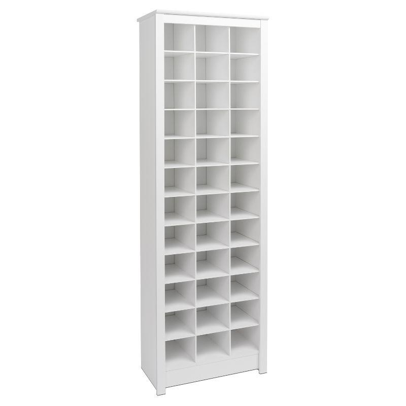 Tall Off-White Composite Wood Shoe Storage Cabinet with 36 Cubbies