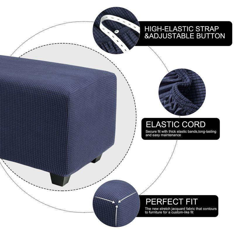 PiccoCasa High Stretch Rectangle Ottoman Furniture Covers with Elastic Bottom