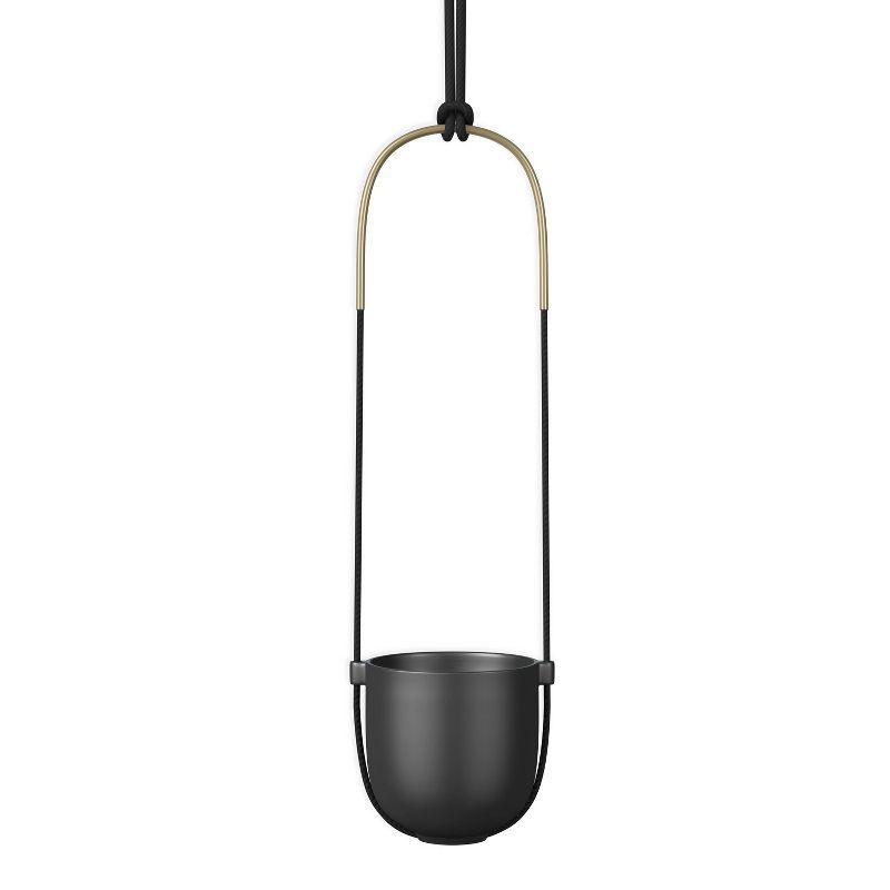 Bolo Soft Curve Black Ceramic Indoor/Outdoor Hanging Planter