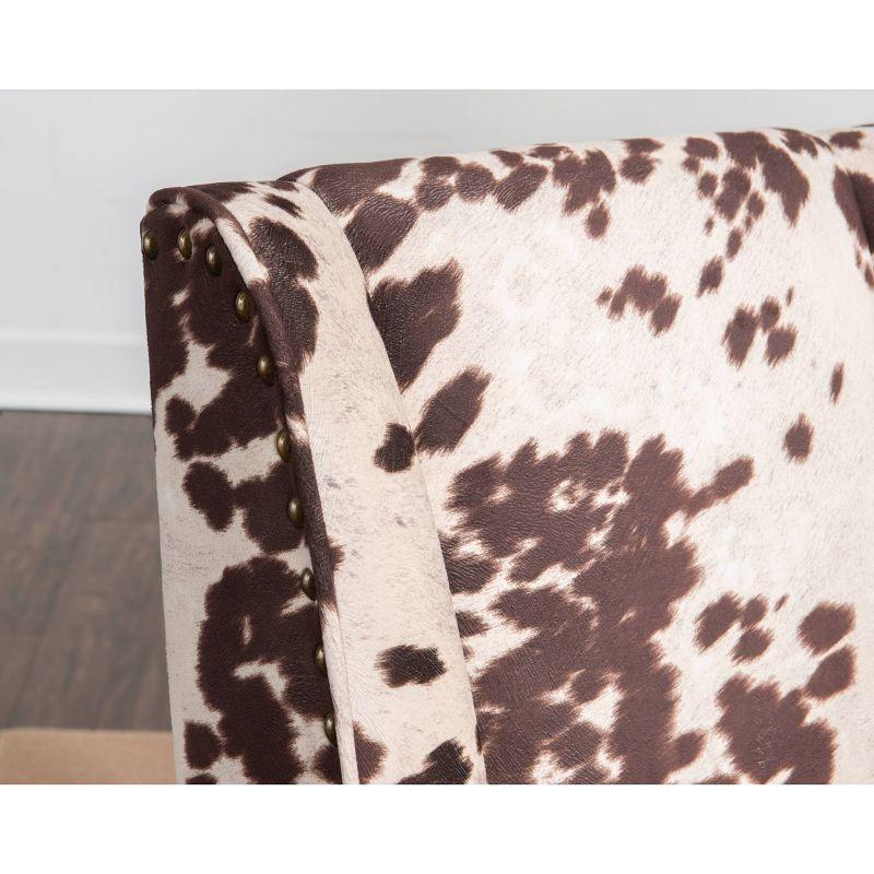 Draper Modern Office Swivel Desk Chair Metal Base Rolling Wheels Brown Cow Print - Linon