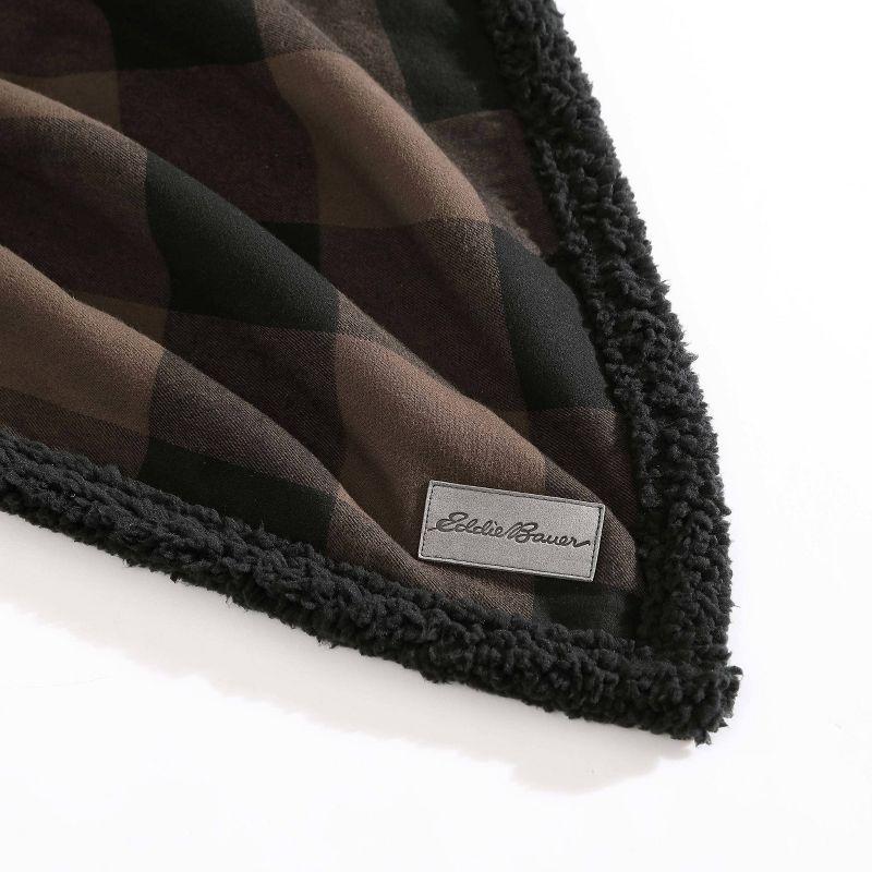 Eddie Bauer Cabin Plaid Flannel/Sherpa Throw Blanket