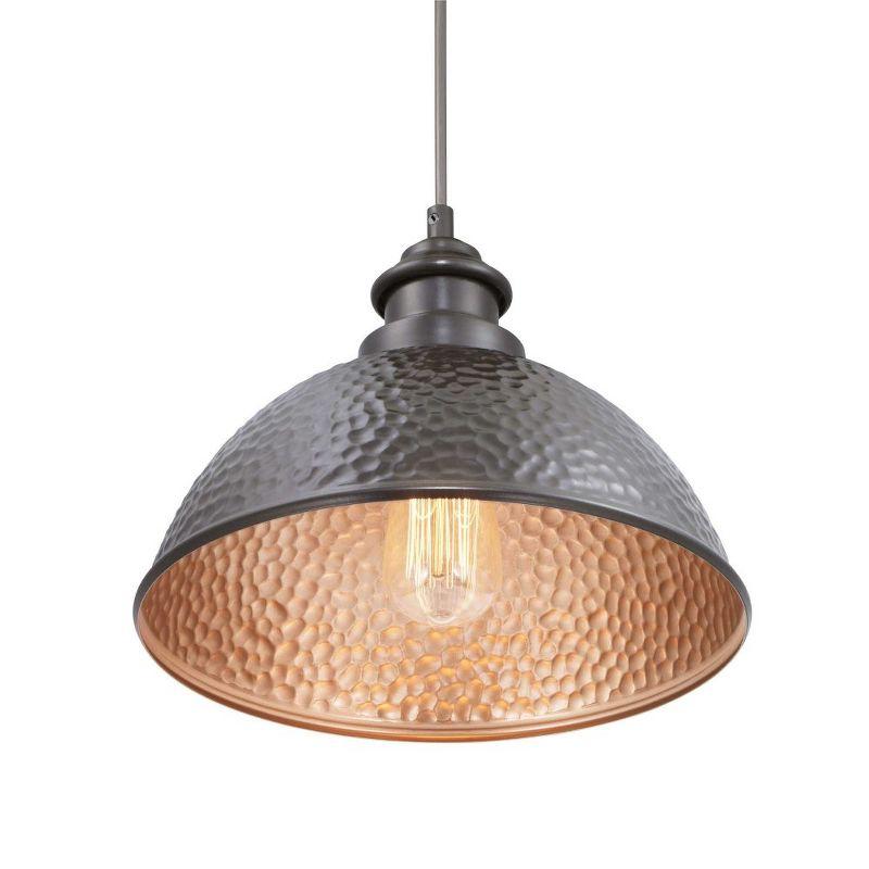 Progress Lighting Englewood 1-Light Hanging Lantern Pendant, Antique Bronze, Metallic Copper Shade