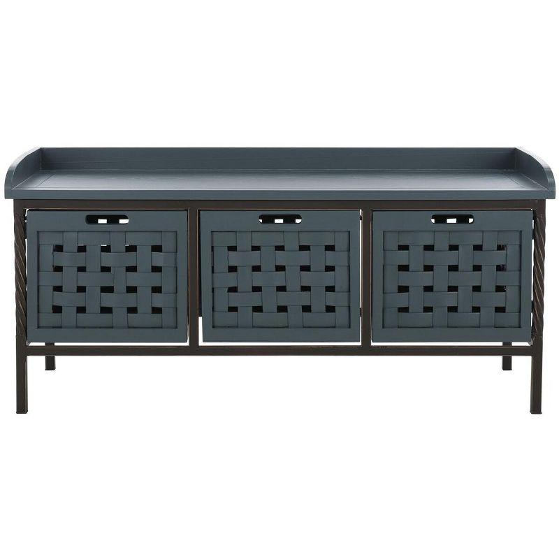 Isaac 3 Drawer Wooden Storage Bench - Teal - Safavieh