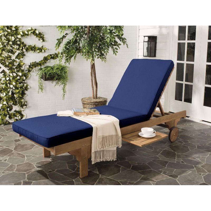 Newport Lounge Chair - Outdoor - PAT7022 - Natural/Navy -Safavieh