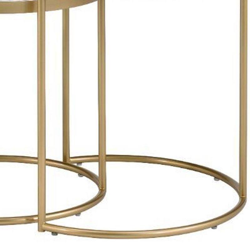 24" Anpay Coffee Table Faux Marble/Gold - Acme Furniture: Elegant Nesting Side Tables, No Tools Required