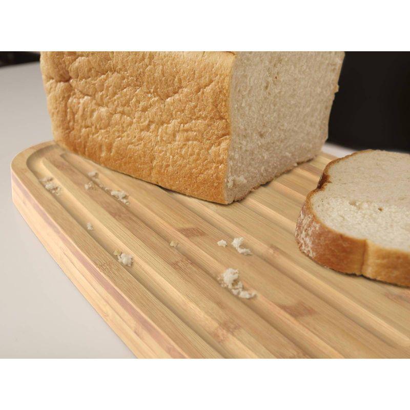 Black Rectangular Bread Bin with Bamboo Cutting Board Lid