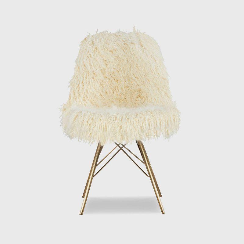 Remy Flokati Modern Faux Fur Accent and Office Chair Chair White - Linon