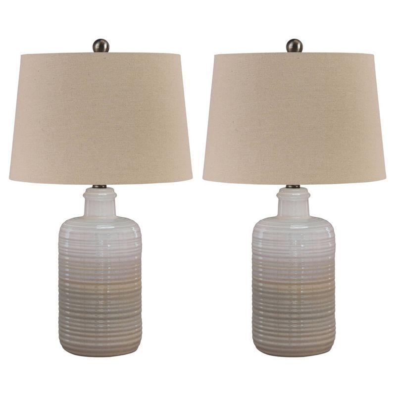 Set of 2 Marnina Ceramic Table Lamps Taupe - Signature Design by Ashley: Glazed Finish, UL Listed, 3-Way Switch