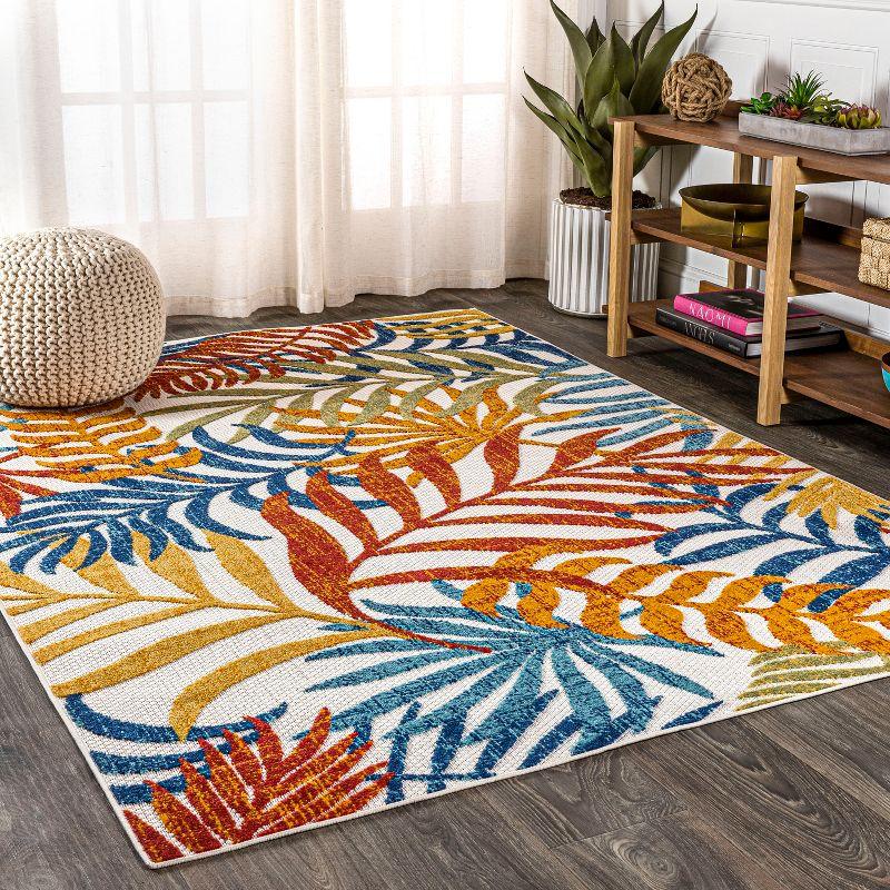 Tropics Palm Leaves Indoor/Outdoor Area Rug - JONATHAN Y