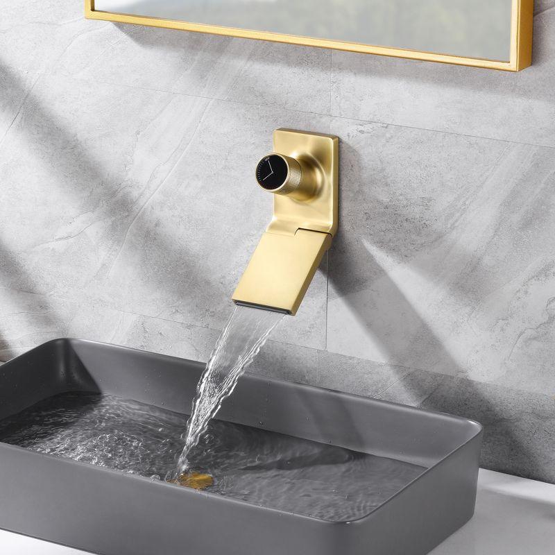 Sumerain Adjustable Aerator Wall Mount Bathroom Sink Faucet With Swiveling Waterfall Brass Spout