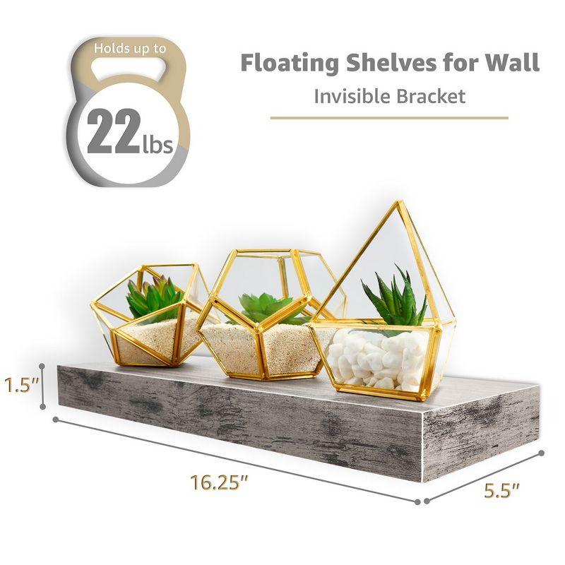 Gray Rectangular Floating Mantel Wall Shelf, 17.5"