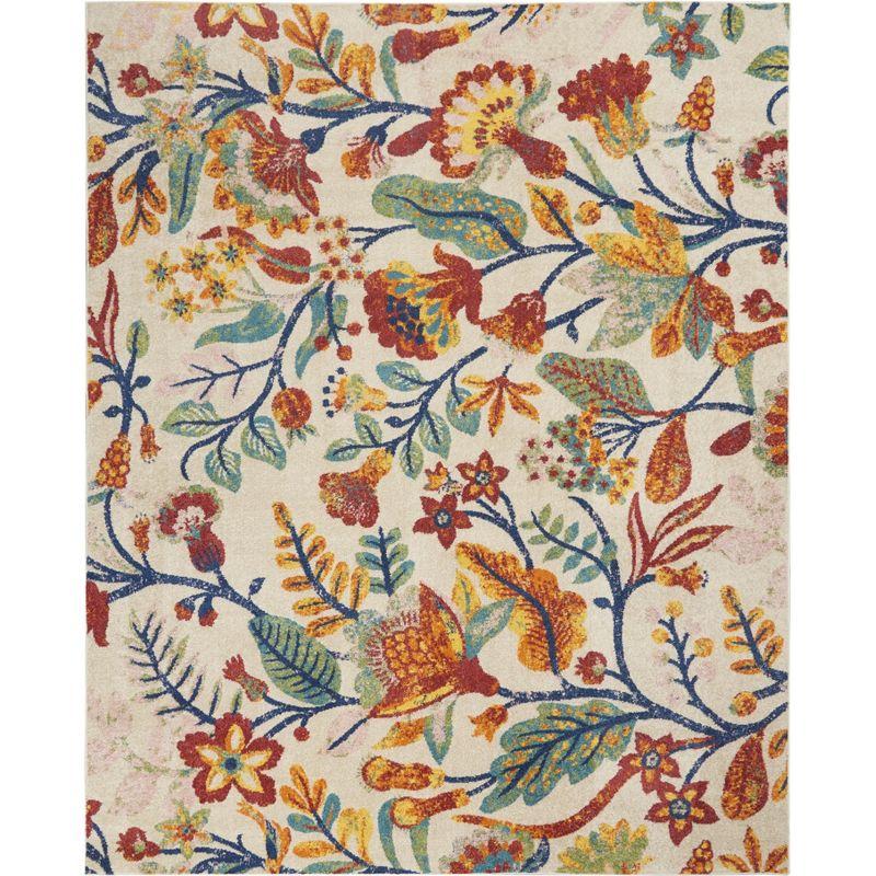 Nourison Allur Botanical Indoor Area Rug Ivory Multicolor 7'10" x 9'10"