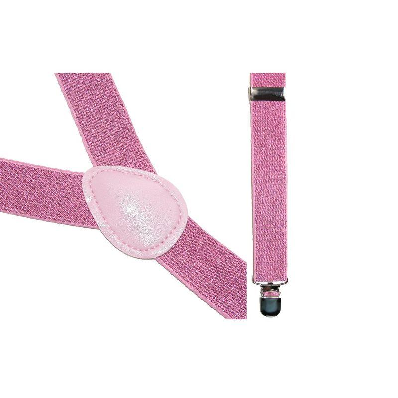 CTM Women's Elastic Glitter Clip-End Suspenders, Pink